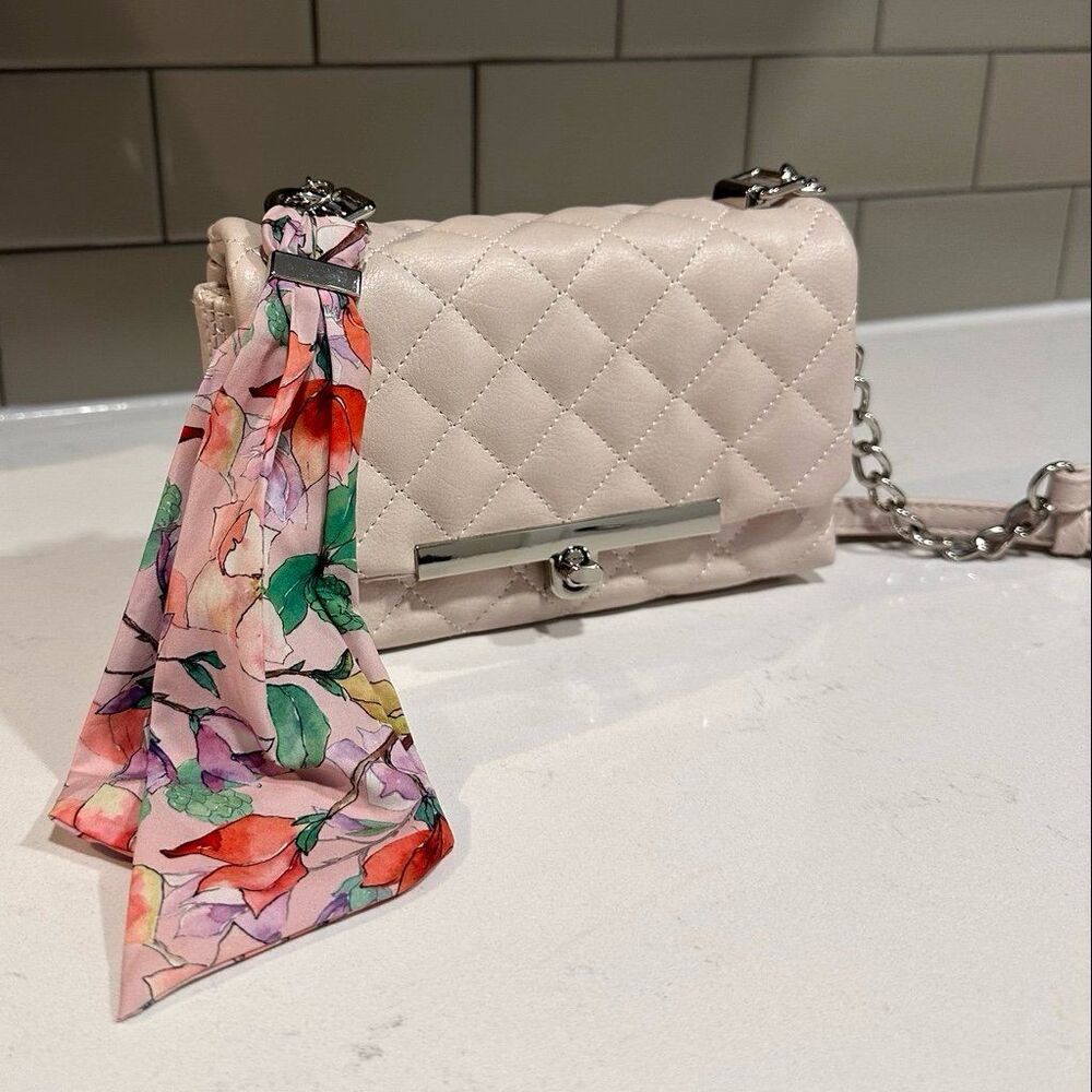STEVE MADDEN PALE PINK QUILTED CROSSBODY HANDBAG
